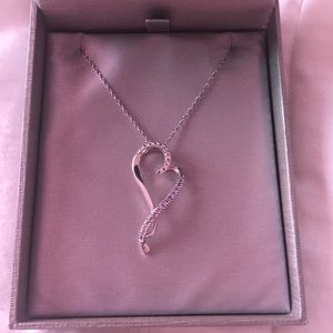 Silver and Diamond Heart Necklace